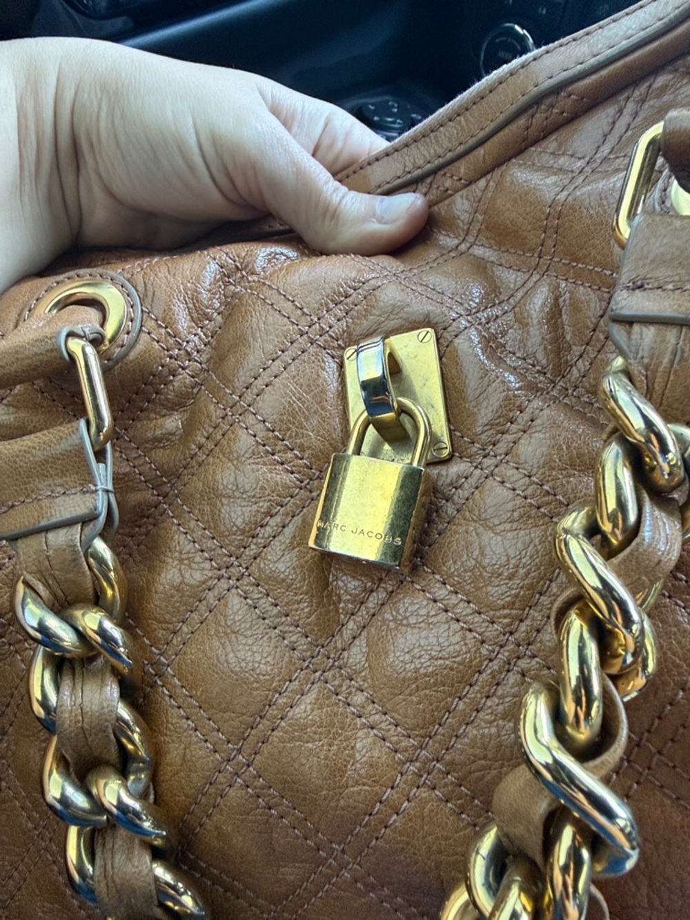 Marc Jacobs Quilted Leather Tote in Cognac Brown with Gold Hardware - Picture 12 of 12